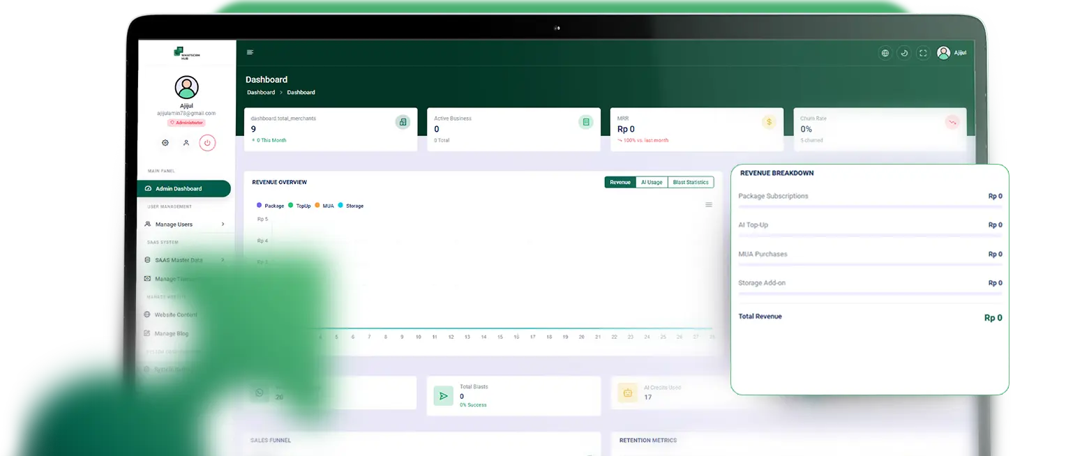 WhatsCRM Hub Dashboard