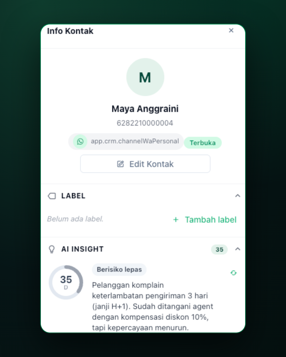 Setiap pagi: kondisi seluruh perusahaan, langsung dari sumbernya. — WhatsCRM Hub